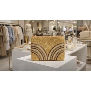 Kay Lee Gold Glass Bead Coin Purse New